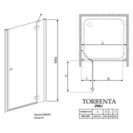 Душевая дверь Radaway Torrenta DWJ 90 R прозрачное стекло